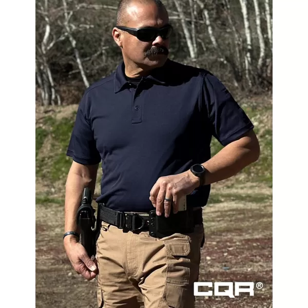 CQR Mens Polo Shirt Short Sleeve Tactical Shirts Dry Fit Lightweight Performance Golf Shirts Outdoor UPF 50 Pique ShirtFrost Essential Police Navy