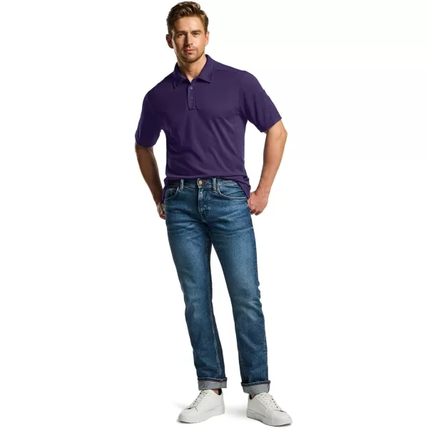 CQR Mens Polo Shirt Short Sleeve Tactical Shirts Dry Fit Lightweight Performance Golf Shirts Outdoor UPF 50 Pique ShirtFrost Essential Purple