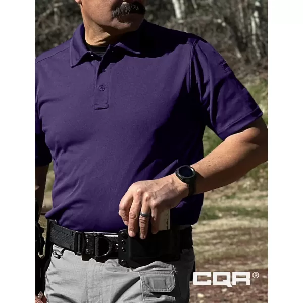 CQR Mens Polo Shirt Short Sleeve Tactical Shirts Dry Fit Lightweight Performance Golf Shirts Outdoor UPF 50 Pique ShirtFrost Essential Purple