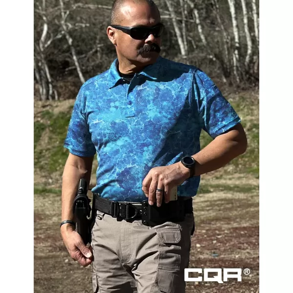 CQR Mens Polo Shirt Short Sleeve Tactical Shirts Dry Fit Lightweight Performance Golf Shirts Outdoor UPF 50 Pique ShirtFrost Essential Reef