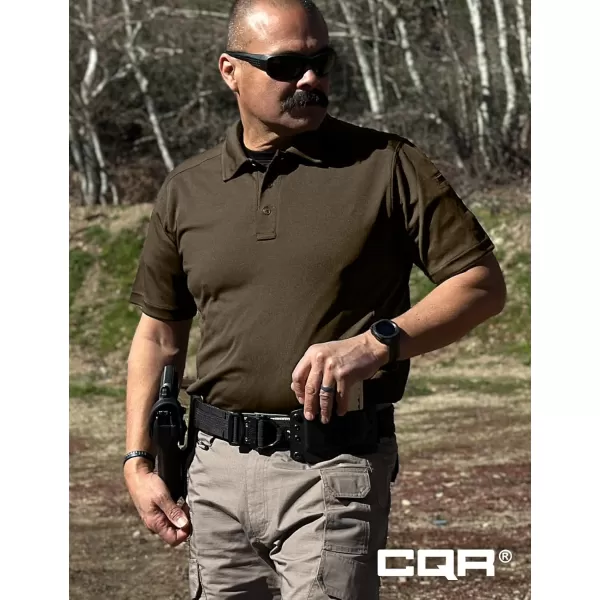 CQR Mens Polo Shirt Short Sleeve Tactical Shirts Dry Fit Lightweight Performance Golf Shirts Outdoor UPF 50 Pique ShirtFrost Essential Tundra