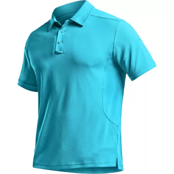 CQR Mens Polo Shirt Short Sleeve Tactical Shirts Dry Fit Lightweight Performance Golf Shirts Outdoor UPF 50 Pique ShirtFrost Essential Turquoise