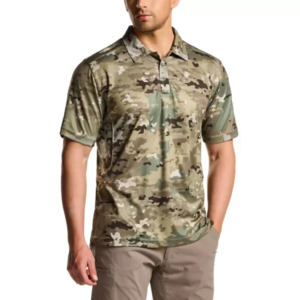 CQR Mens Polo Shirt Short Sleeve Tactical Shirts Dry Fit Lightweight Performance Golf Shirts Outdoor UPF 50 Pique ShirtFrost Essential Utility Camo