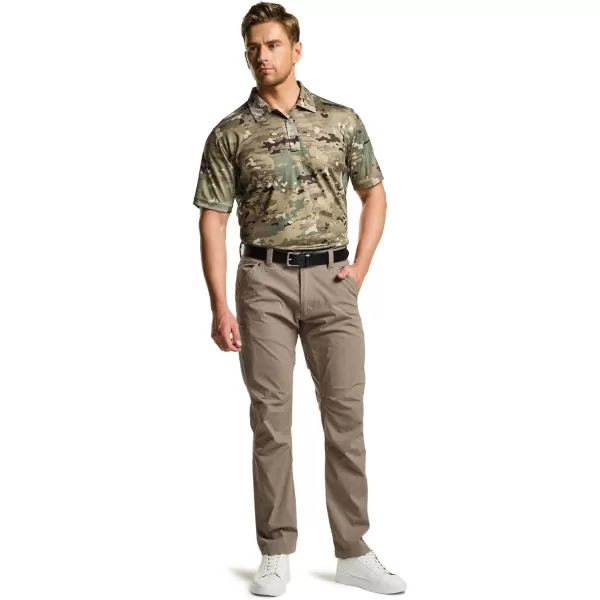 CQR Mens Polo Shirt Short Sleeve Tactical Shirts Dry Fit Lightweight Performance Golf Shirts Outdoor UPF 50 Pique ShirtFrost Essential Utility Camo