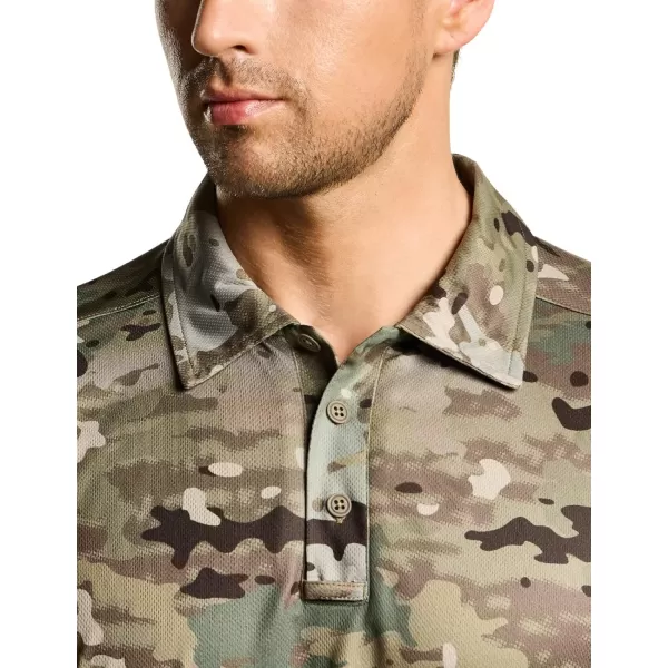 CQR Mens Polo Shirt Short Sleeve Tactical Shirts Dry Fit Lightweight Performance Golf Shirts Outdoor UPF 50 Pique ShirtFrost Essential Utility Camo