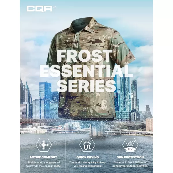 CQR Mens Polo Shirt Short Sleeve Tactical Shirts Dry Fit Lightweight Performance Golf Shirts Outdoor UPF 50 Pique ShirtFrost Essential Utility Camo