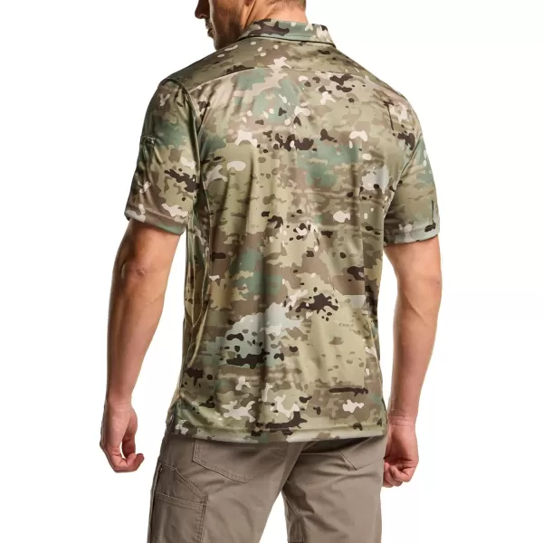 CQR Mens Polo Shirt Short Sleeve Tactical Shirts Dry Fit Lightweight Performance Golf Shirts Outdoor UPF 50 Pique ShirtFrost Essential Utility Camo