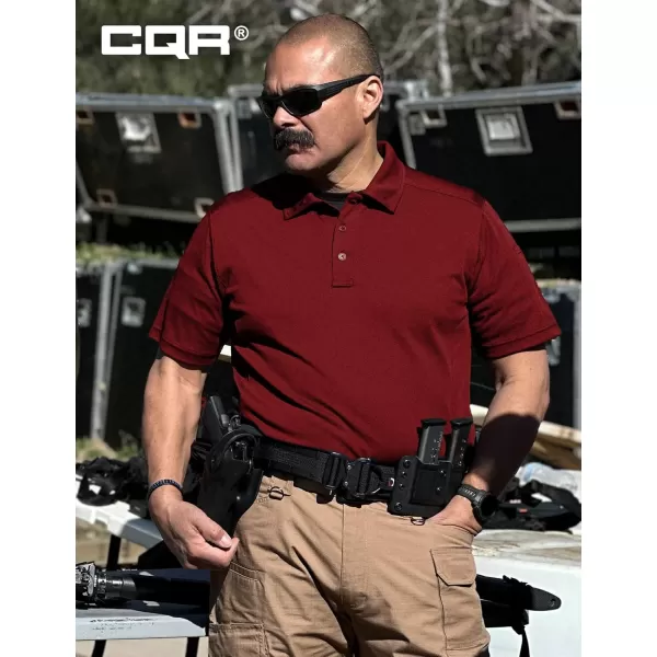 CQR Mens Polo Shirt Short Sleeve Tactical Shirts Dry Fit Lightweight Performance Golf Shirts Outdoor UPF 50 Pique ShirtFrost Essential Wine