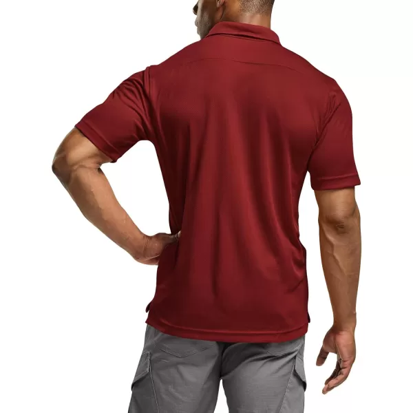 CQR Mens Polo Shirt Short Sleeve Tactical Shirts Dry Fit Lightweight Performance Golf Shirts Outdoor UPF 50 Pique ShirtFrost Essential Wine