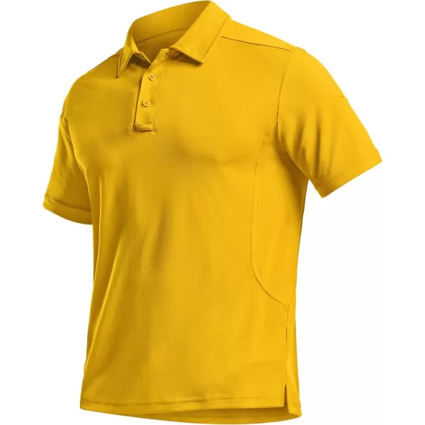 CQR Mens Polo Shirt Short Sleeve Tactical Shirts Dry Fit Lightweight Performance Golf Shirts Outdoor UPF 50 Pique ShirtFrost Essential Yellow