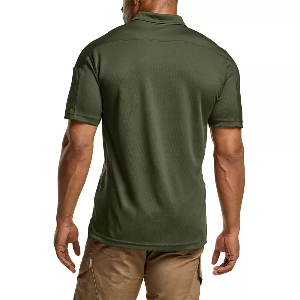 CQR Mens Polo Shirt Short Sleeve Tactical Shirts Dry Fit Lightweight Performance Golf Shirts Outdoor UPF 50 Pique ShirtFrost Pro Army Green