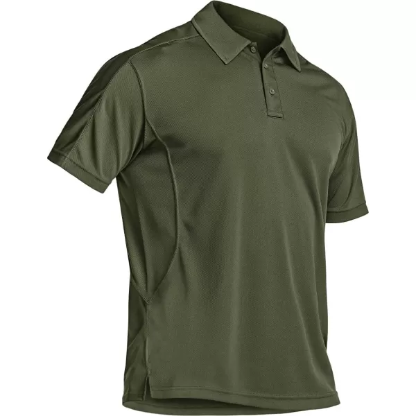 CQR Mens Polo Shirt Short Sleeve Tactical Shirts Dry Fit Lightweight Performance Golf Shirts Outdoor UPF 50 Pique ShirtFrost Pro Army Green