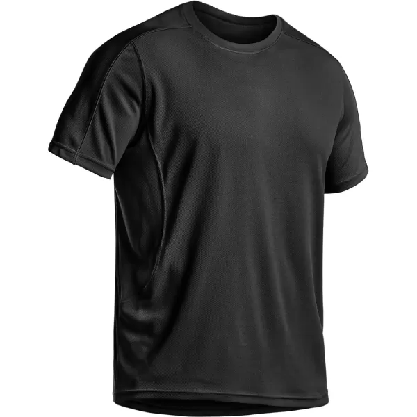 CQR Mens Polo Shirt Short Sleeve Tactical Shirts Dry Fit Lightweight Performance Golf Shirts Outdoor UPF 50 Pique ShirtFrost Pro Crewneck Black