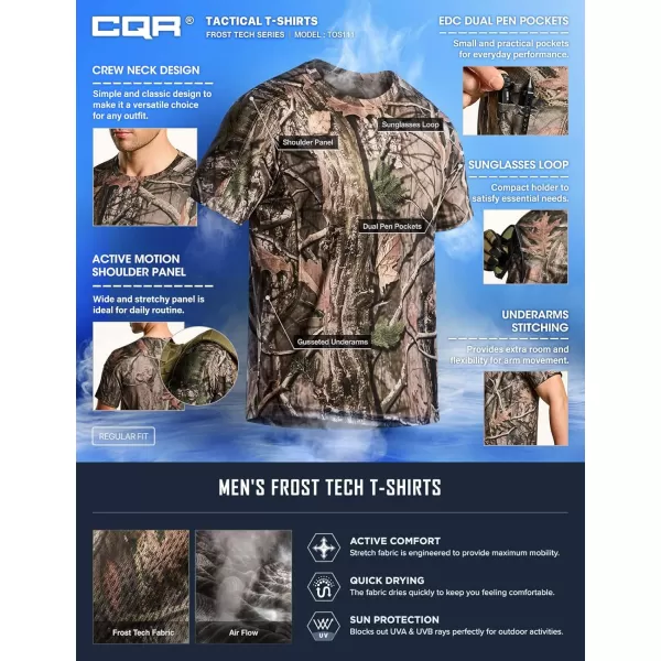 CQR Mens Polo Shirt Short Sleeve Tactical Shirts Dry Fit Lightweight Performance Golf Shirts Outdoor UPF 50 Pique ShirtFrost Pro Crewneck Hunting Camo