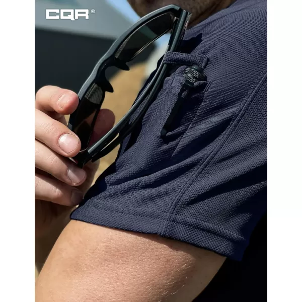 CQR Mens Polo Shirt Short Sleeve Tactical Shirts Dry Fit Lightweight Performance Golf Shirts Outdoor UPF 50 Pique ShirtFrost Pro Crewneck Police Navy