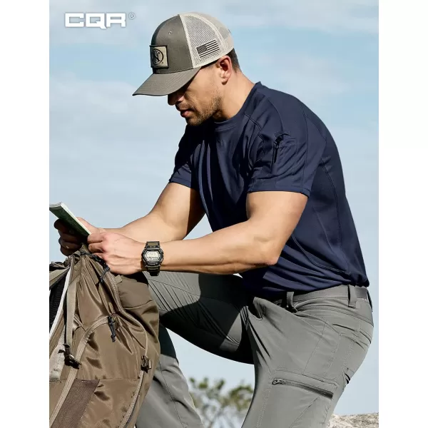 CQR Mens Polo Shirt Short Sleeve Tactical Shirts Dry Fit Lightweight Performance Golf Shirts Outdoor UPF 50 Pique ShirtFrost Pro Crewneck Police Navy