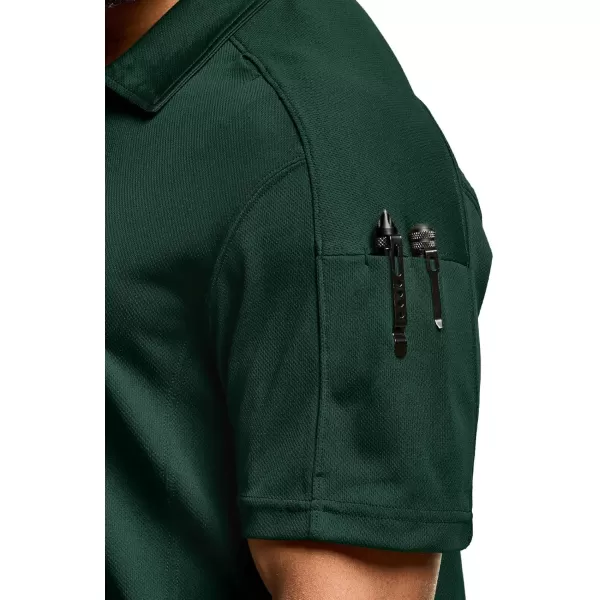 CQR Mens Polo Shirt Short Sleeve Tactical Shirts Dry Fit Lightweight Performance Golf Shirts Outdoor UPF 50 Pique ShirtFrost Pro Dark Green