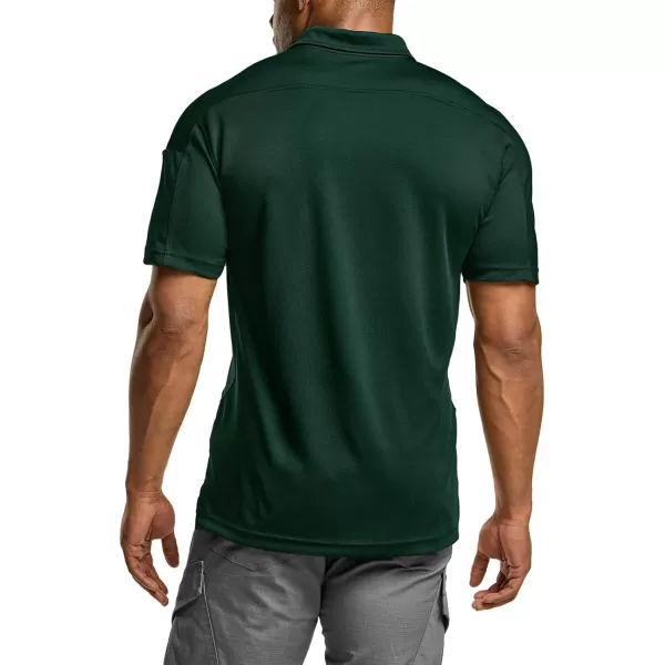 CQR Mens Polo Shirt Short Sleeve Tactical Shirts Dry Fit Lightweight Performance Golf Shirts Outdoor UPF 50 Pique ShirtFrost Pro Dark Green