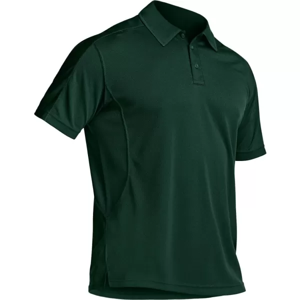 CQR Mens Polo Shirt Short Sleeve Tactical Shirts Dry Fit Lightweight Performance Golf Shirts Outdoor UPF 50 Pique ShirtFrost Pro Dark Green