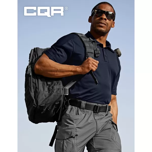 CQR Mens Polo Shirt Short Sleeve Tactical Shirts Dry Fit Lightweight Performance Golf Shirts Outdoor UPF 50 Pique ShirtFrost Pro Police Navy