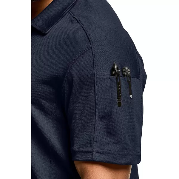 CQR Mens Polo Shirt Short Sleeve Tactical Shirts Dry Fit Lightweight Performance Golf Shirts Outdoor UPF 50 Pique ShirtFrost Pro Police Navy