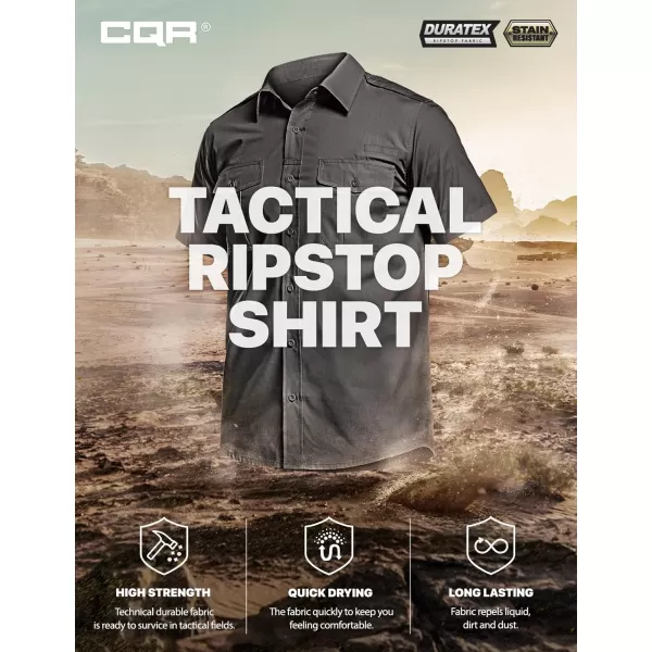 CQR Mens Short Sleeve Work Shirts Ripstop Military Tactical Shirts Outdoor UPF 50 Breathable Hiking ShirtShort Sleeve Shirts Charcoal