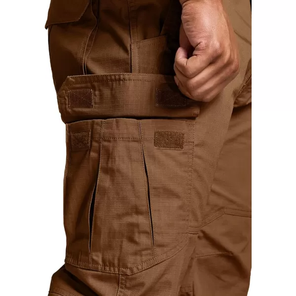 CQR Mens Tactical Pants Water Resistant Ripstop Cargo Pants Lightweight EDC Work Hiking Pants Outdoor ApparelDuratex Copper Brown