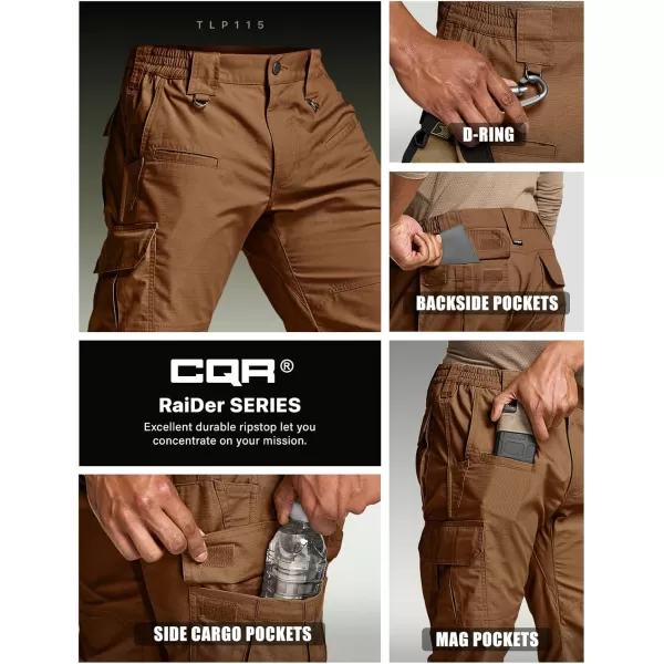 CQR Mens Tactical Pants Water Resistant Ripstop Cargo Pants Lightweight EDC Work Hiking Pants Outdoor ApparelDuratex Copper Brown