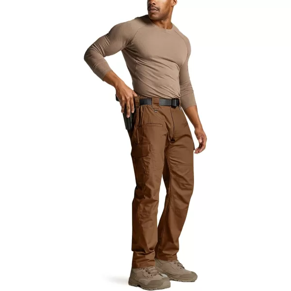 CQR Mens Tactical Pants Water Resistant Ripstop Cargo Pants Lightweight EDC Work Hiking Pants Outdoor ApparelDuratex Copper Brown