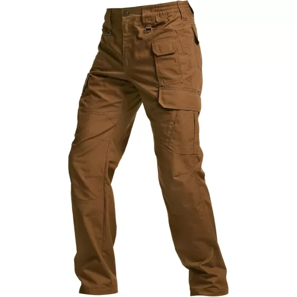 CQR Mens Tactical Pants Water Resistant Ripstop Cargo Pants Lightweight EDC Work Hiking Pants Outdoor ApparelDuratex Mag Pocket Copper Brown