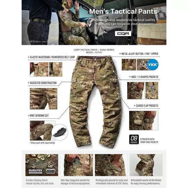 CQR Mens Tactical Pants Water Resistant Ripstop Cargo Pants Lightweight EDC Work Hiking Pants Outdoor ApparelDuratex Mag Pocket Print Utility Camo