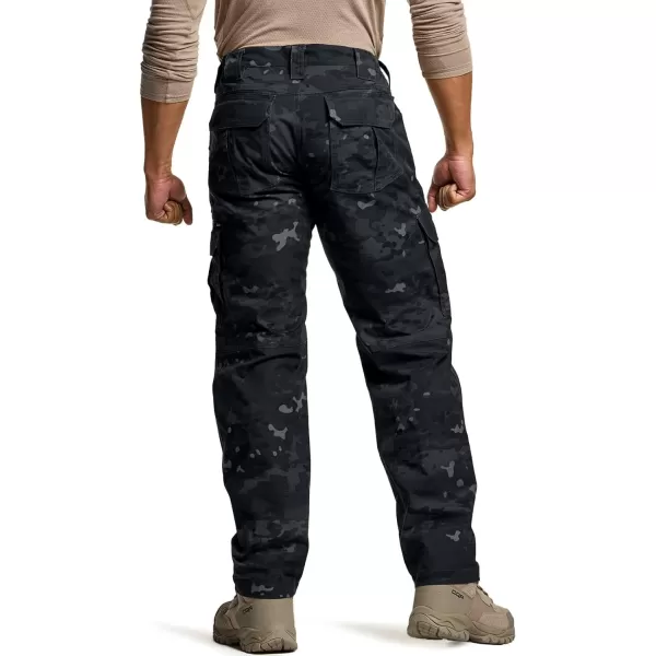 CQR Mens Tactical Pants Water Resistant Ripstop Cargo Pants Lightweight EDC Work Hiking Pants Outdoor ApparelDuratex Mag Pocket Print Utility Camo Black