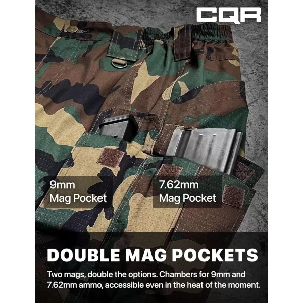 CQR Mens Tactical Pants Water Resistant Ripstop Cargo Pants Lightweight EDC Work Hiking Pants Outdoor ApparelDuratex Mag Pocket Woodland Olive