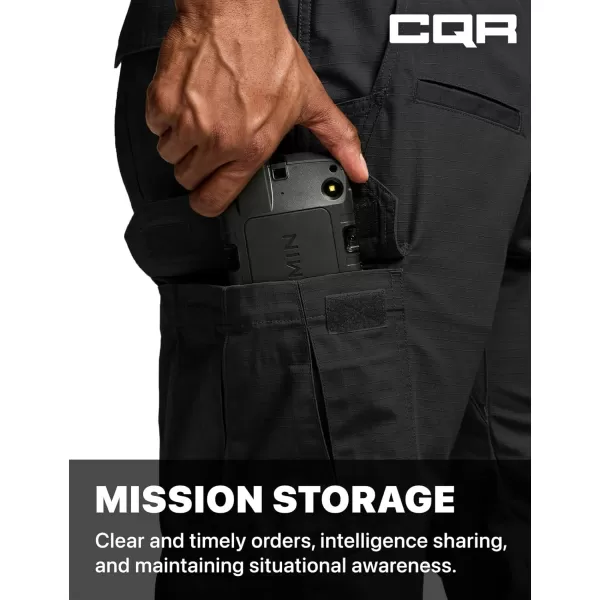 CQR Mens Tactical Pants Water Resistant Ripstop Cargo Pants Lightweight EDC Work Hiking Pants Outdoor ApparelRaider Black