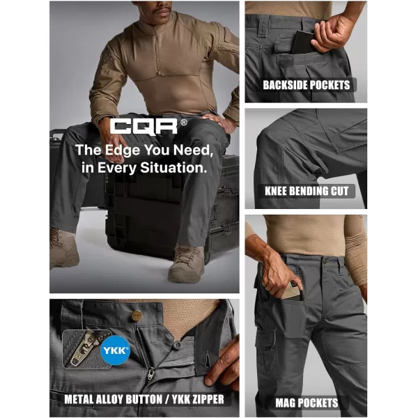 CQR Mens Tactical Pants Water Resistant Ripstop Cargo Pants Lightweight EDC Work Hiking Pants Outdoor ApparelRaider Charcoal