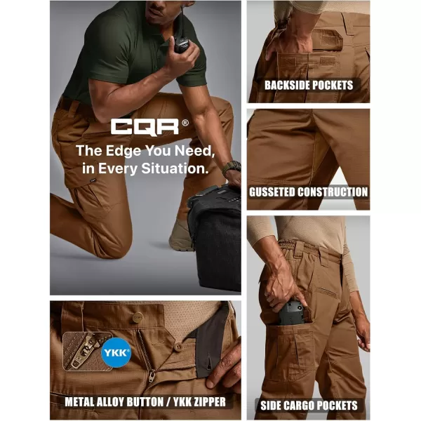 CQR Mens Tactical Pants Water Resistant Ripstop Cargo Pants Lightweight EDC Work Hiking Pants Outdoor ApparelRaider Copper Brown