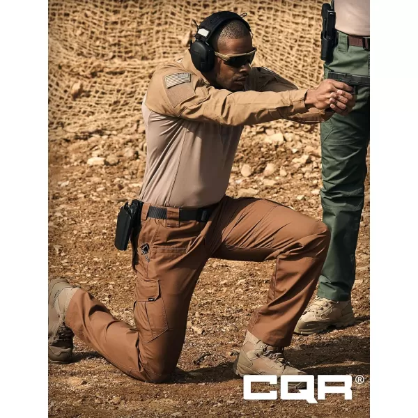 CQR Mens Tactical Pants Water Resistant Ripstop Cargo Pants Lightweight EDC Work Hiking Pants Outdoor ApparelRaider Copper Brown