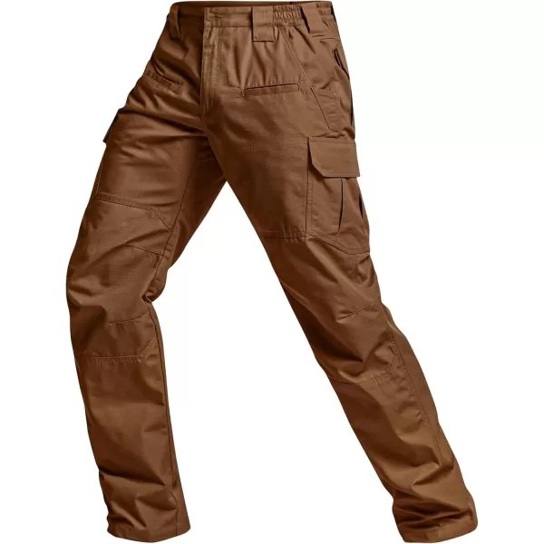 CQR Mens Tactical Pants Water Resistant Ripstop Cargo Pants Lightweight EDC Work Hiking Pants Outdoor ApparelRaider Copper Brown