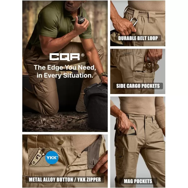 CQR Mens Tactical Pants Water Resistant Ripstop Cargo Pants Lightweight EDC Work Hiking Pants Outdoor ApparelRaider Cougar