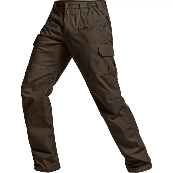 CQR Mens Tactical Pants Water Resistant Ripstop Cargo Pants Lightweight EDC Work Hiking Pants Outdoor ApparelRaider Dark Brown