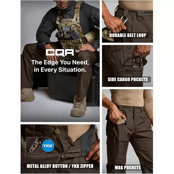 CQR Mens Tactical Pants Water Resistant Ripstop Cargo Pants Lightweight EDC Work Hiking Pants Outdoor ApparelRaider Dark Brown