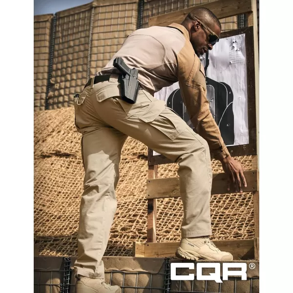 CQR Mens Tactical Pants Water Resistant Ripstop Cargo Pants Lightweight EDC Work Hiking Pants Outdoor ApparelRaider Khaki