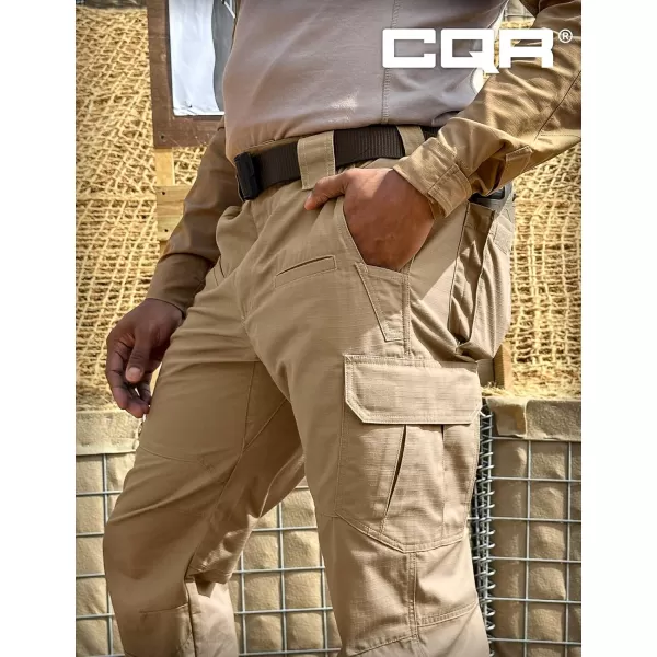 CQR Mens Tactical Pants Water Resistant Ripstop Cargo Pants Lightweight EDC Work Hiking Pants Outdoor ApparelRaider Khaki