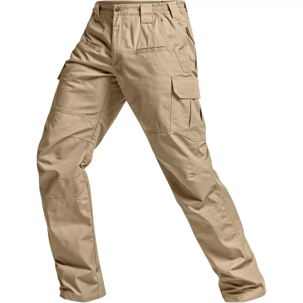 CQR Mens Tactical Pants Water Resistant Ripstop Cargo Pants Lightweight EDC Work Hiking Pants Outdoor ApparelRaider Khaki