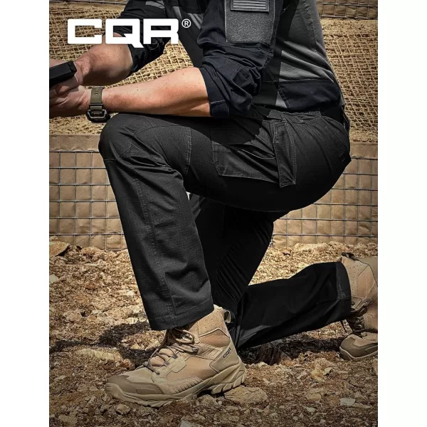 CQR Mens Tactical Pants Water Resistant Ripstop Cargo Pants Lightweight EDC Work Hiking Pants Outdoor ApparelRaider Mag Pocket Black