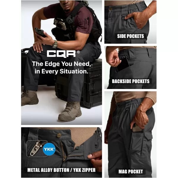 CQR Mens Tactical Pants Water Resistant Ripstop Cargo Pants Lightweight EDC Work Hiking Pants Outdoor ApparelRaider Mag Pocket Black