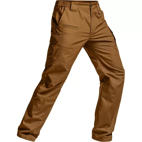 CQR Mens Tactical Pants Water Resistant Ripstop Cargo Pants Lightweight EDC Work Hiking Pants Outdoor ApparelRaider Mag Pocket Copper Brown