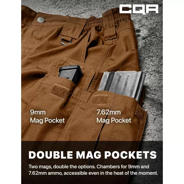 CQR Mens Tactical Pants Water Resistant Ripstop Cargo Pants Lightweight EDC Work Hiking Pants Outdoor ApparelRaider Mag Pocket Copper Brown