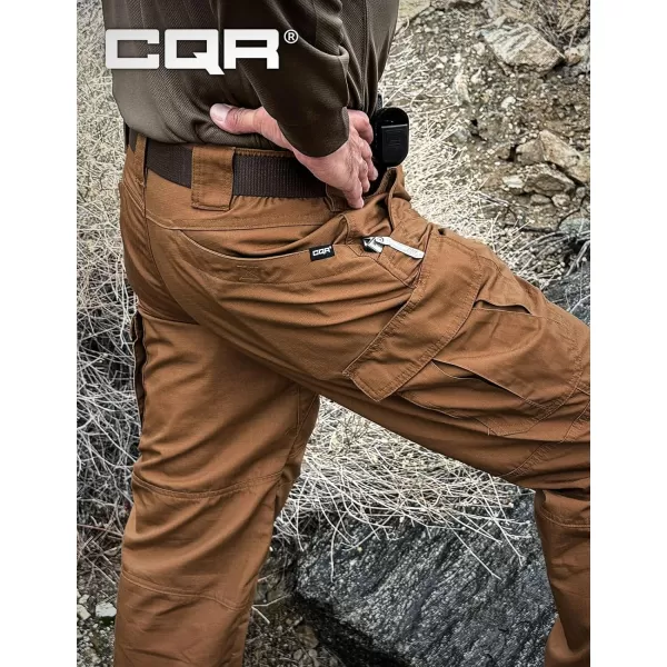 CQR Mens Tactical Pants Water Resistant Ripstop Cargo Pants Lightweight EDC Work Hiking Pants Outdoor ApparelRaider Mag Pocket Copper Brown