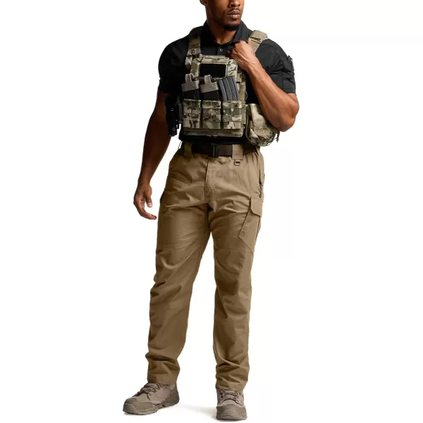 CQR Mens Tactical Pants Water Resistant Ripstop Cargo Pants Lightweight EDC Work Hiking Pants Outdoor ApparelRaider Mag Pocket Cougar